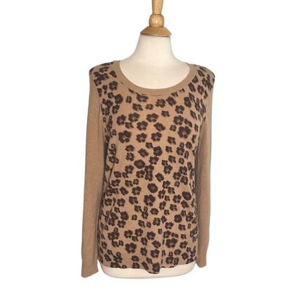 100% Cashmere Luxury Cheetah Print Lightweight Sweater Charter Club Flawed FFF12 - Picture 1 of 11